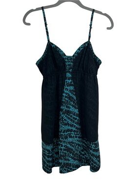 silence + noise Black Teal Mini Baby Doll Dress Medium